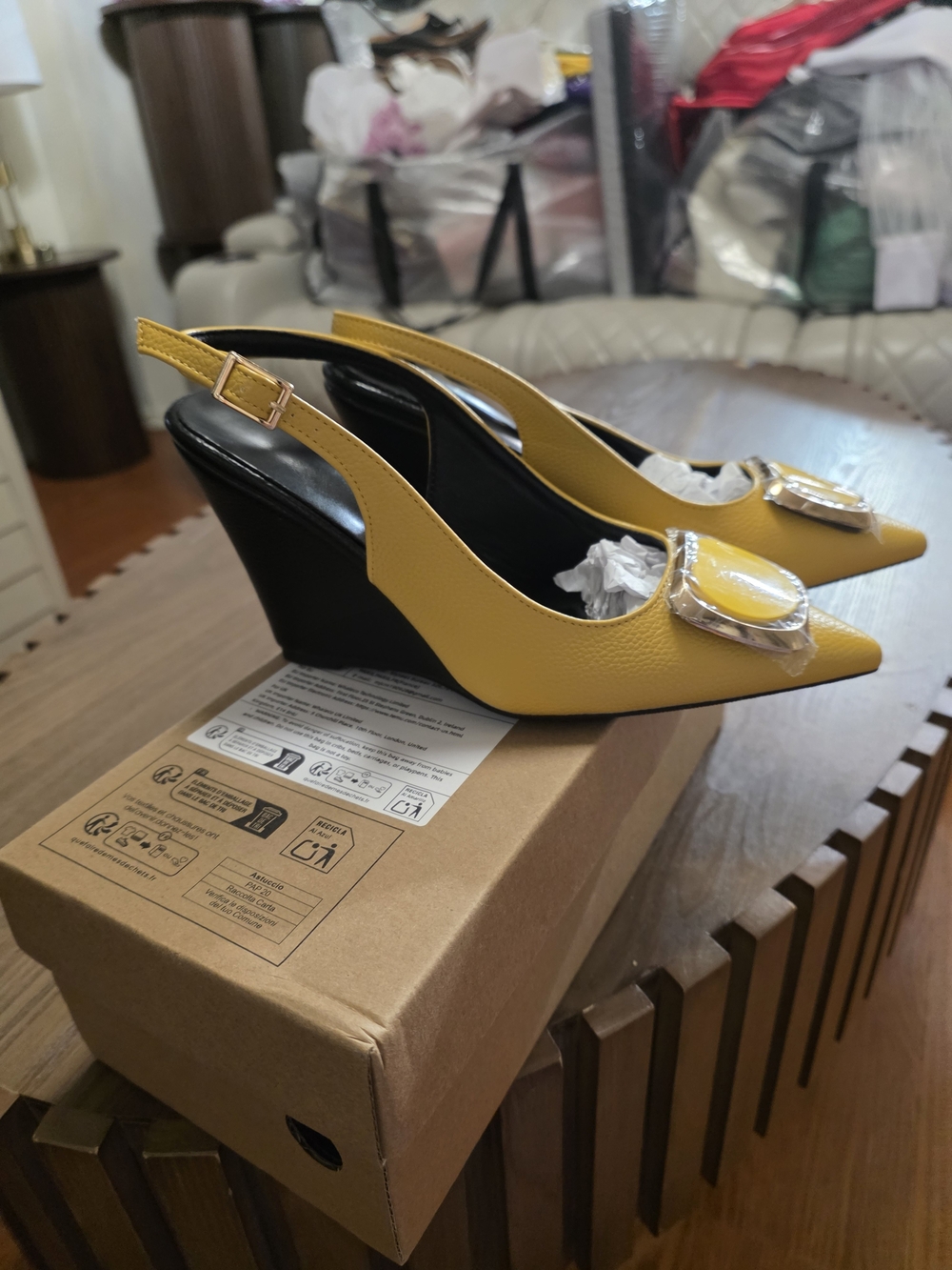 Yellow Slingback Wedge Pumps - Elegant Women's Shoes
